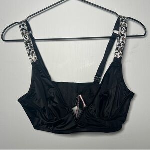 Victoria’s Secret NWT Large Cheetah Shine Strap Black Unlined Bra top